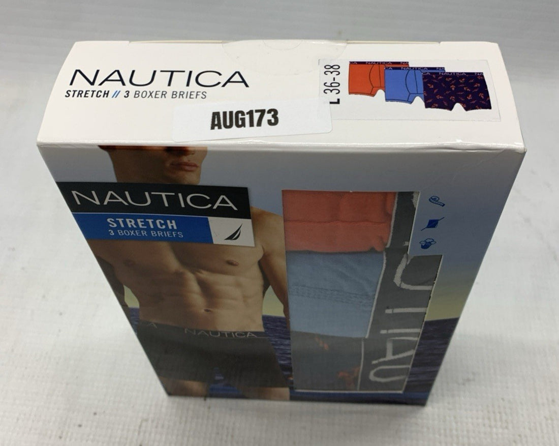 Nautica Stretch Men's Boxer Brief Underwear Soft Classic Size L 36-38 - 3 PACK