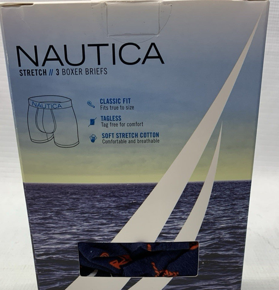 Nautica Stretch Men's Boxer Brief Underwear Soft Classic Size L 36-38 - 3 PACK