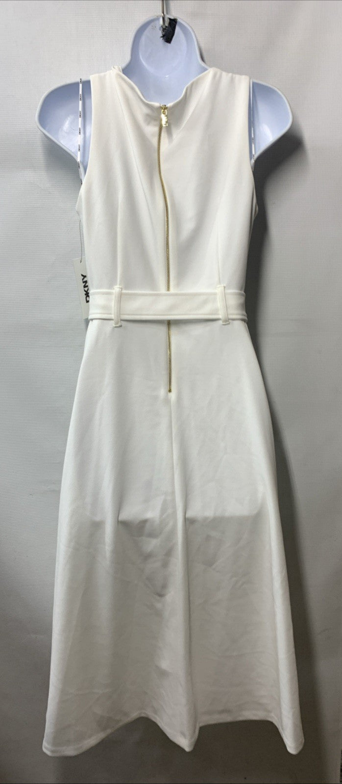 DKNY Women's Sleeveless Jewel Neck Scuba Crepe Removable Belt Midi Dress Size 2