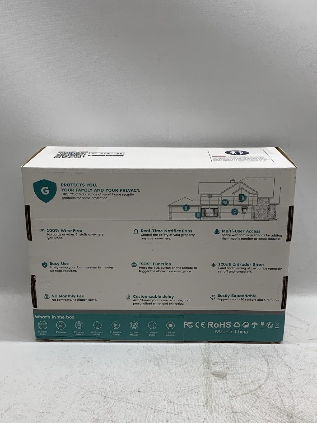 Grsico Wireless Home Alarm System 15Pc Kit WiFi Alarm System for Home Security