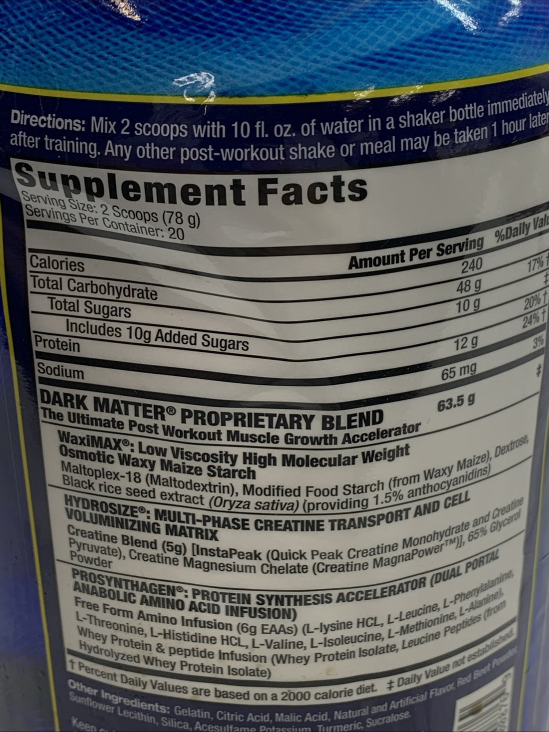 MHP Dark Matter® Post-Workout Muscle Growth Accelerator Fruit Punch 3.44 lbs