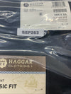 Haggar Mens Premium Khaki Classic Fit Flat Front Hidden Comfort-Black 34 X 32L