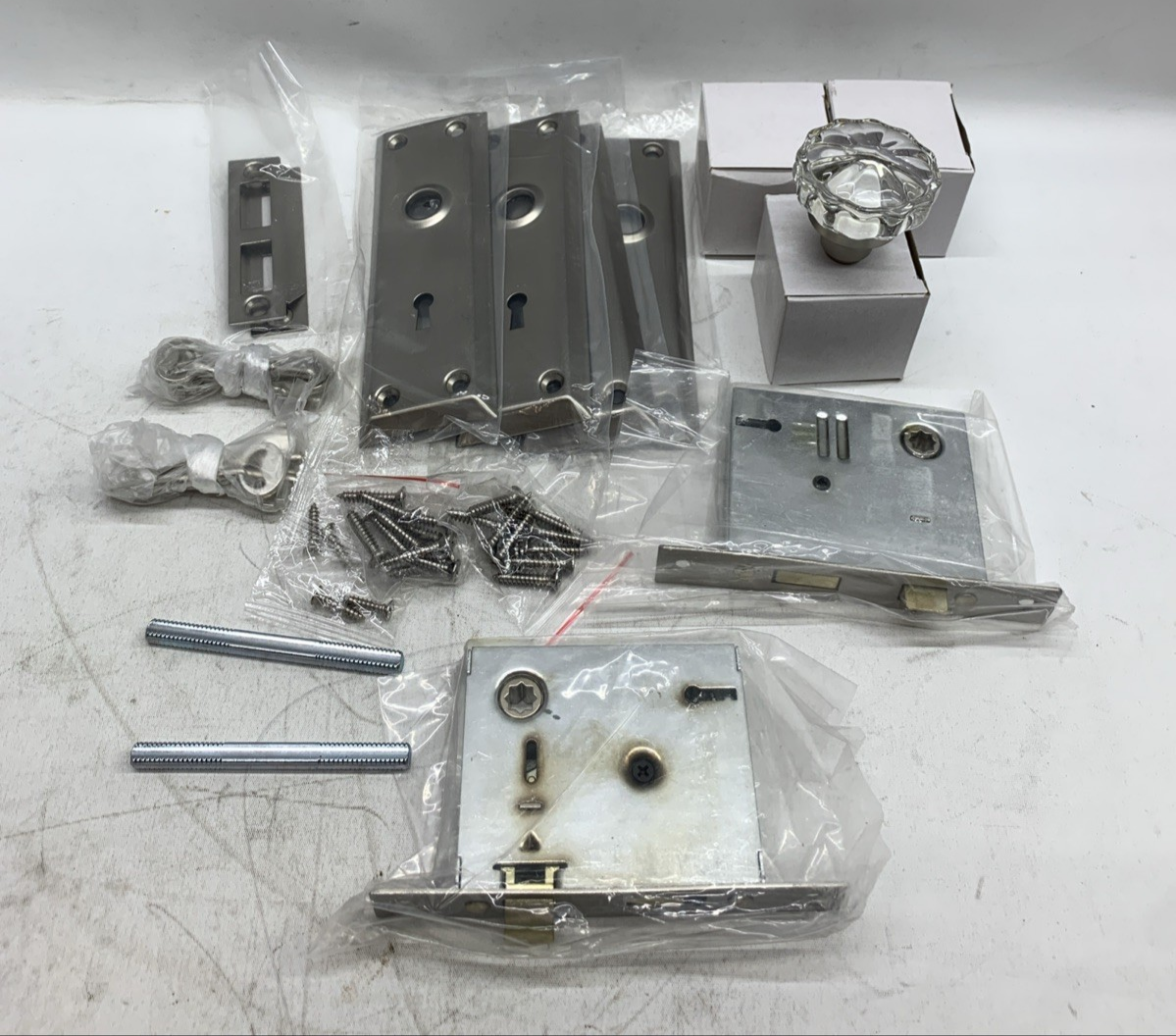 Mortise Lock Set for Interior Door Durable with Crystal Glass Door Knobs 2 Pack