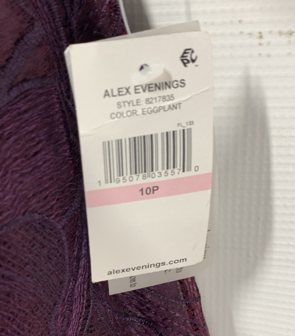 Alex Evenings Women's Tea Length Embroidered Cocktail Dress Wedding Guest 10P