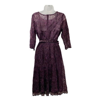 Alex Evenings Women's Tea Length Embroidered Cocktail Dress Wedding Guest 10P