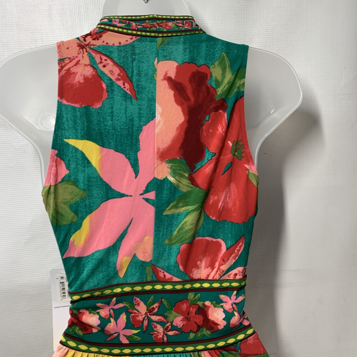 London Times Women's Vibrant Floral V-Neck Sleeveless A-line Maxi Dress Size 6