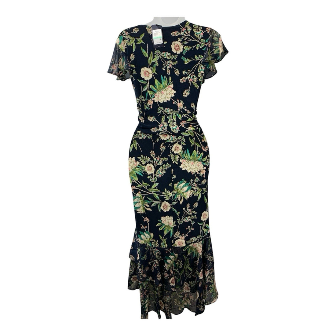 Tommy Hilfiger Women's Floral Flutter Sleeve V-Neck Ruffle Trim Dress, Size 8