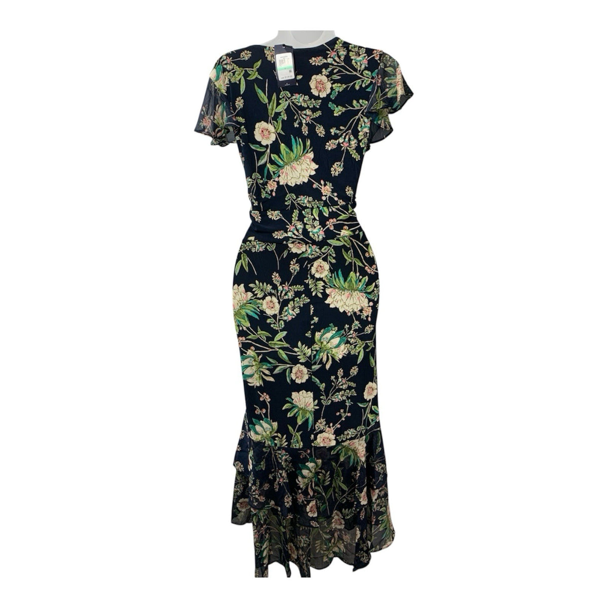 Tommy Hilfiger Women's Floral Flutter Sleeve V-Neck Ruffle Trim Dress, Size 8