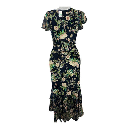 Tommy Hilfiger Women's Floral Flutter Sleeve V-Neck Ruffle Trim Dress, Size 8
