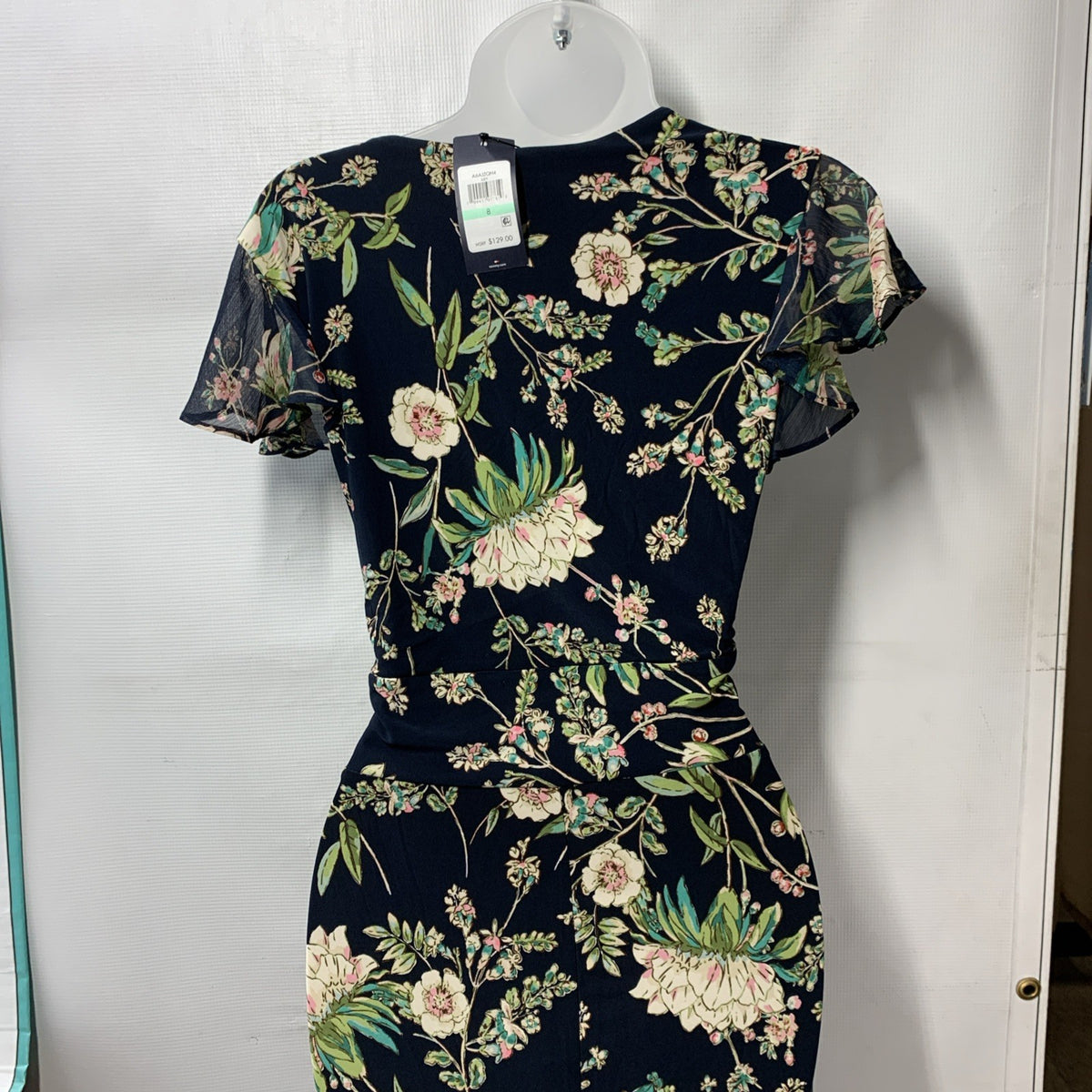Tommy Hilfiger Women's Floral Flutter Sleeve V-Neck Ruffle Trim Dress, Size 8