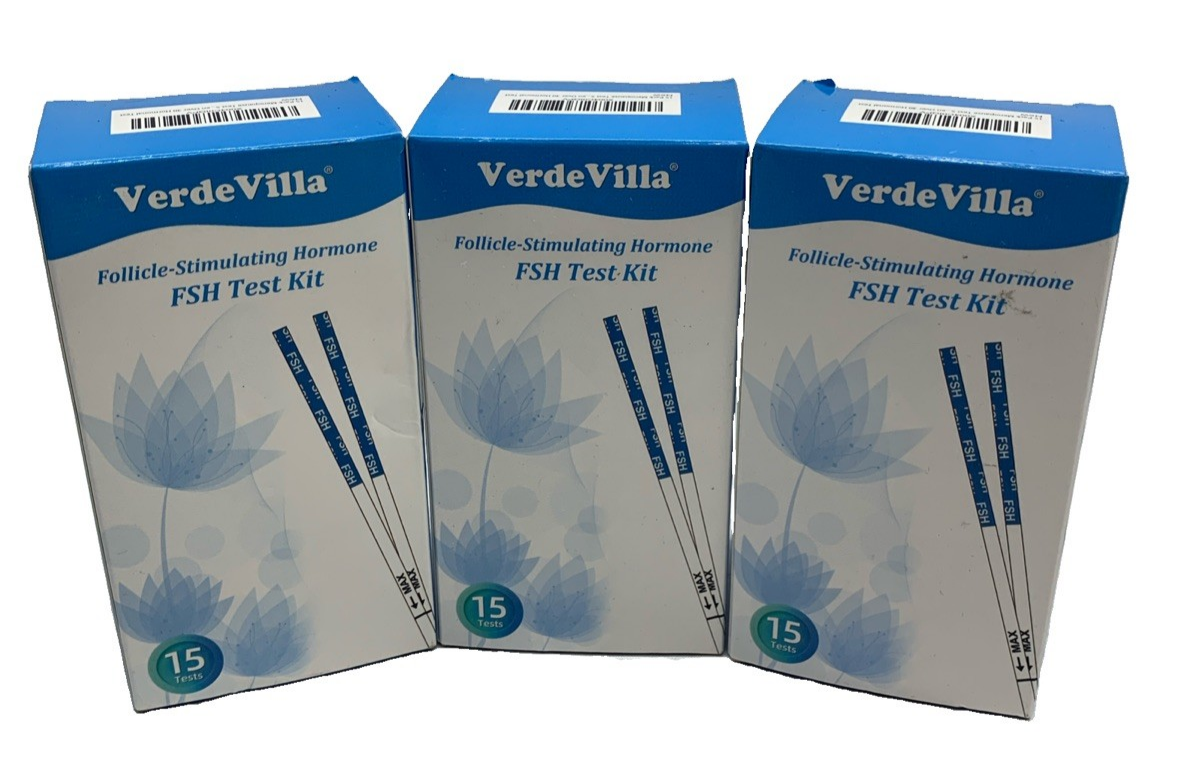 Verde Villa Follicle-Stimulating Hormone FSH Test Kit 15 Tests Kit - Lot Of 3