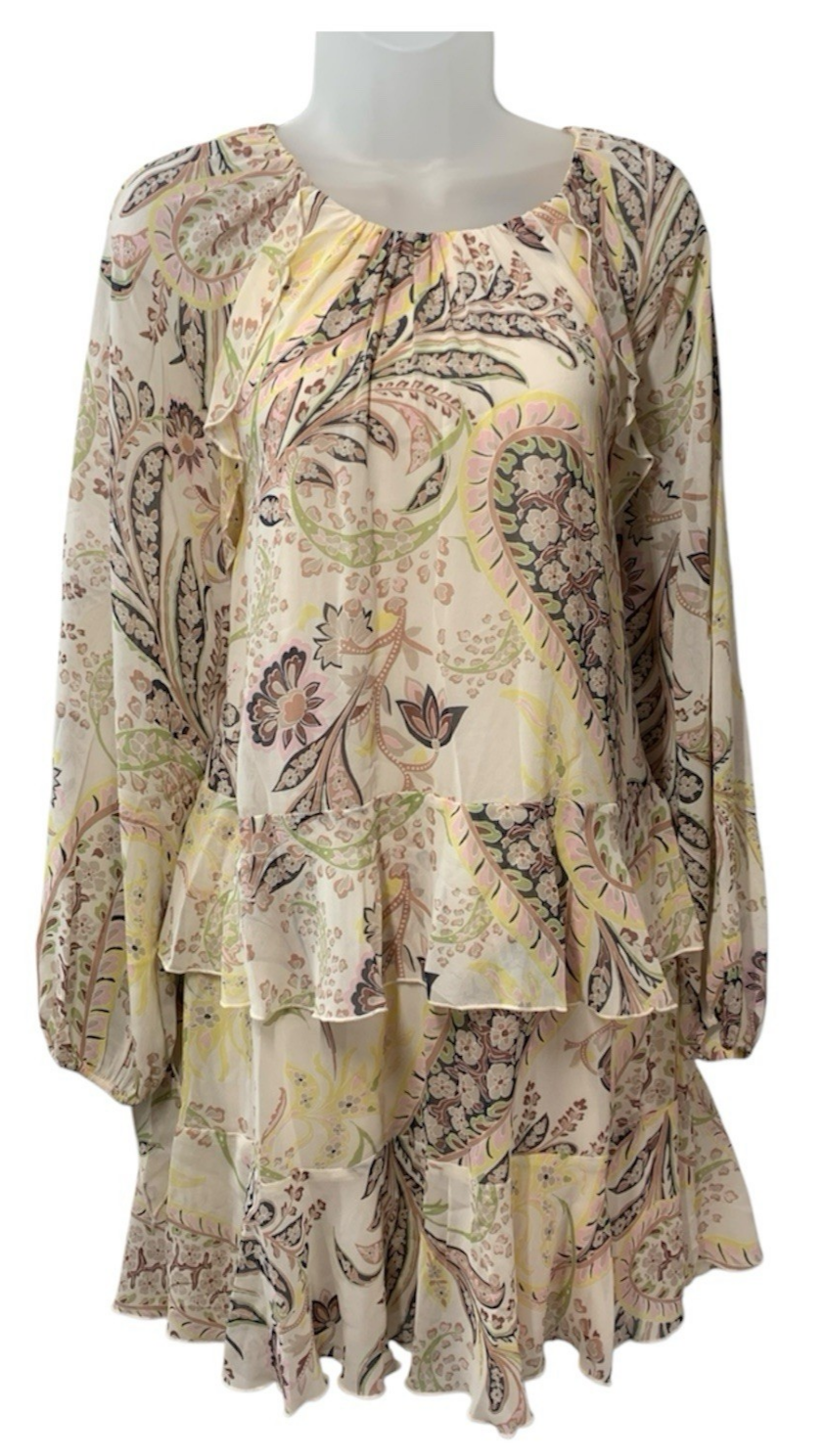 BCBG Women's Balloon Long Sleeve High Neck Knee Length Mini Dress Cocktail 14