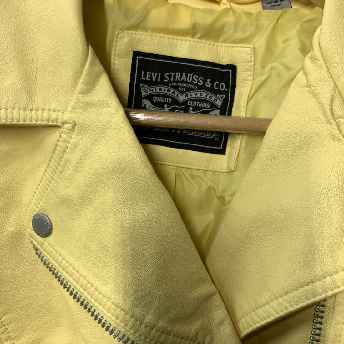 Levis Jacket Womens S Yellow Long Sleeve Moto Biker Cafe Racer Zip Coat LW1RU538