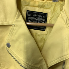 Levis Jacket Womens S Yellow Long Sleeve Moto Biker Cafe Racer Zip Coat LW1RU538