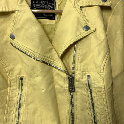 Levis Jacket Womens S Yellow Long Sleeve Moto Biker Cafe Racer Zip Coat LW1RU538