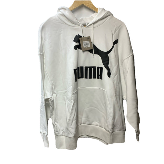 PUMA Womens Classics Hoodie Plus Sizes 1X White Long Sleeve Drawstring Pull-over