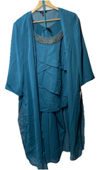 LE BOS Women's 27854 3 Piece Formal Elegant Suit Pant Set Size 16W Peacock Teal