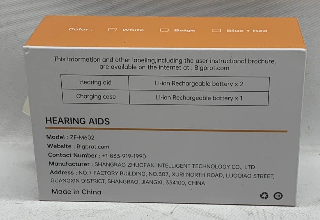 Bigprot Hearing Aids ZF-M602 Light Easy Control Pure & Clear Voice with Case