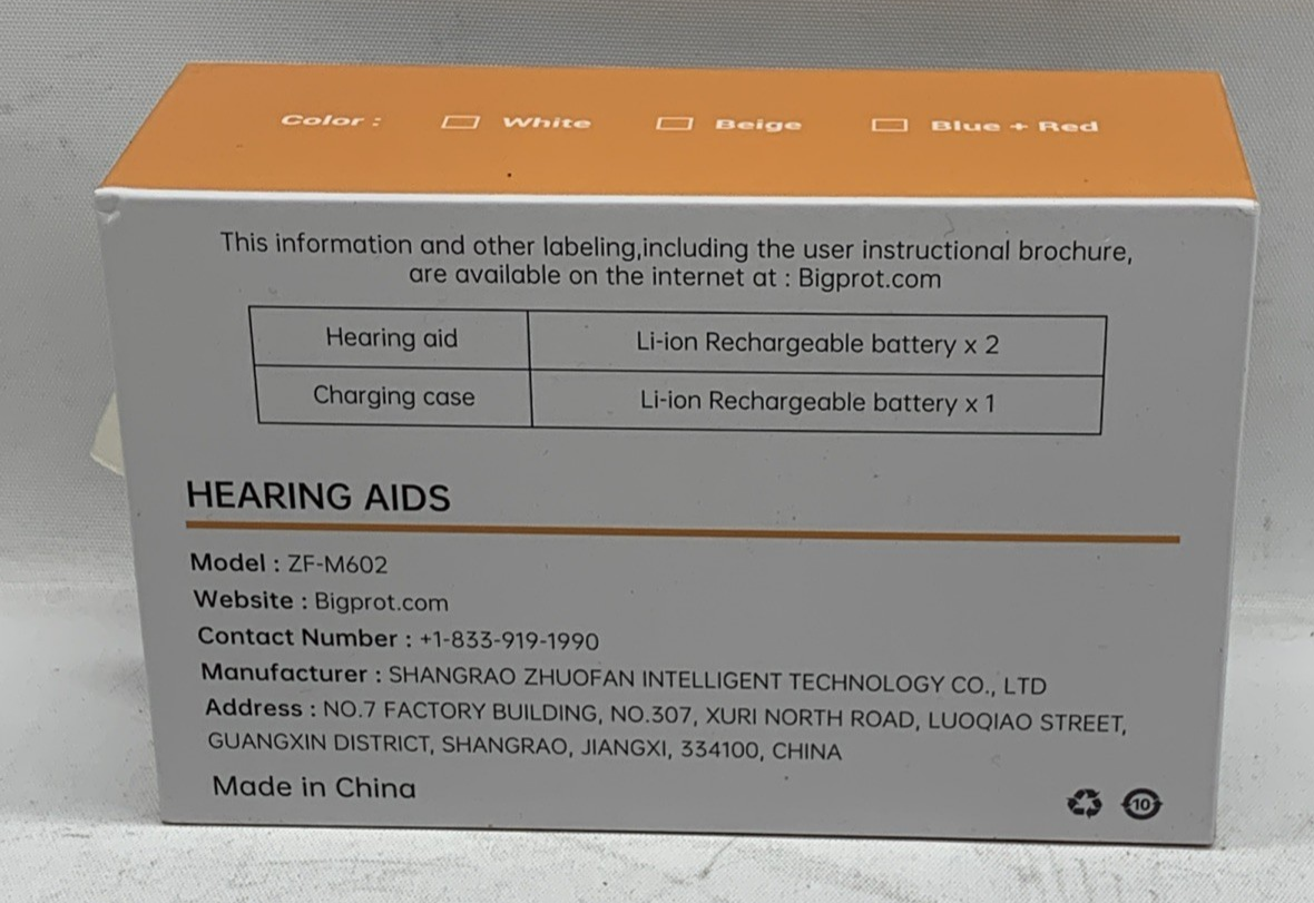 Bigprot Hearing Aids ZF-M602 Light Easy Control Pure & Clear Voice with Case