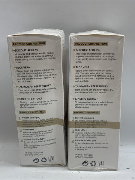 Glycolic Acid 7% Toning Solution 240ml 8.44 fl oz Blemishes and Acne - 2 Pack