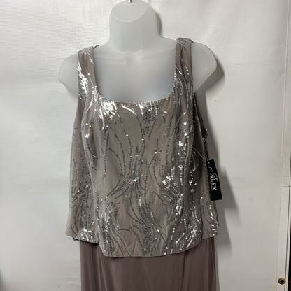 Alex Evenings Plus Annabelle Tea-Length Dress Sleeveless Cocktail Wedding 16W