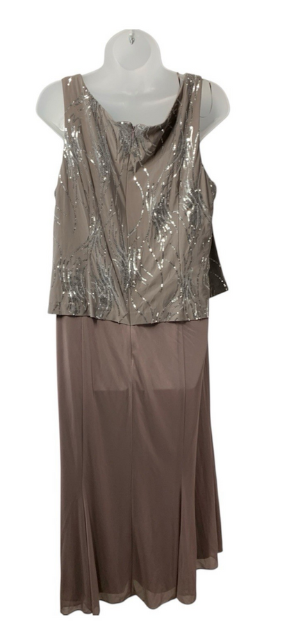 Alex Evenings Plus Annabelle Tea-Length Dress Sleeveless Cocktail Wedding 16W