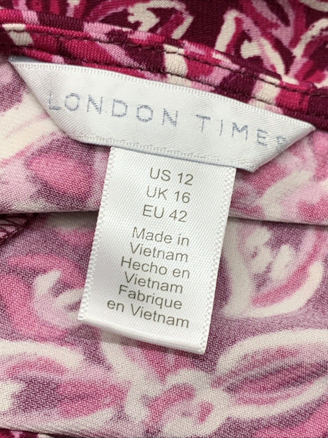 London Times Women's V-Neck Flutter Sleeve Fit and Flare Dress Plum/Pink Size 12