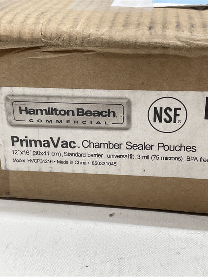 Hamilton Beach PrimaVac 12"x 16" x 3mil. Retherm Vacuum Pouches - 500 Count