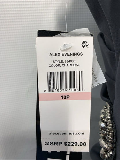 Alex Evenings Women's Slimming Short Ruched Dress Sleeveless with Ruffle 10P
