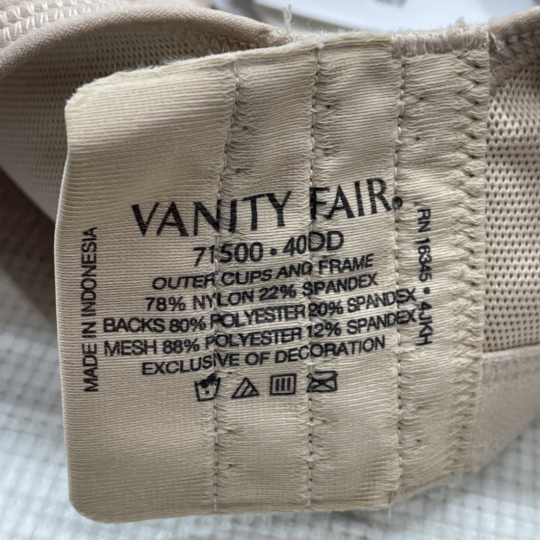 Vanity Fair Full-Figure Wireless Sports Bra 71500 for Women Breathable Size 40DD