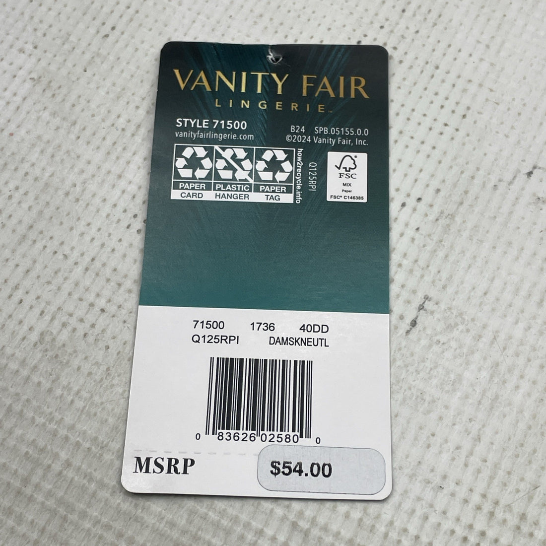 Vanity Fair Full-Figure Wireless Sports Bra 71500 for Women Breathable Size 40DD