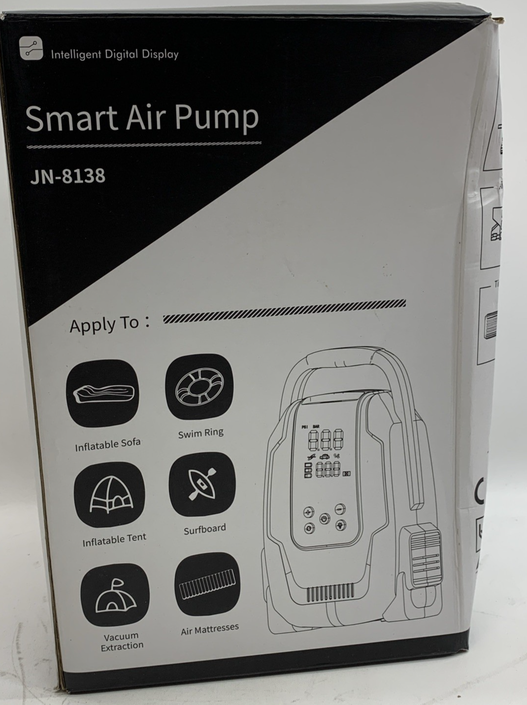 Intelligent Electric Smart Air Pump JN-8138 Portable for Car Tires Surfboard Inf