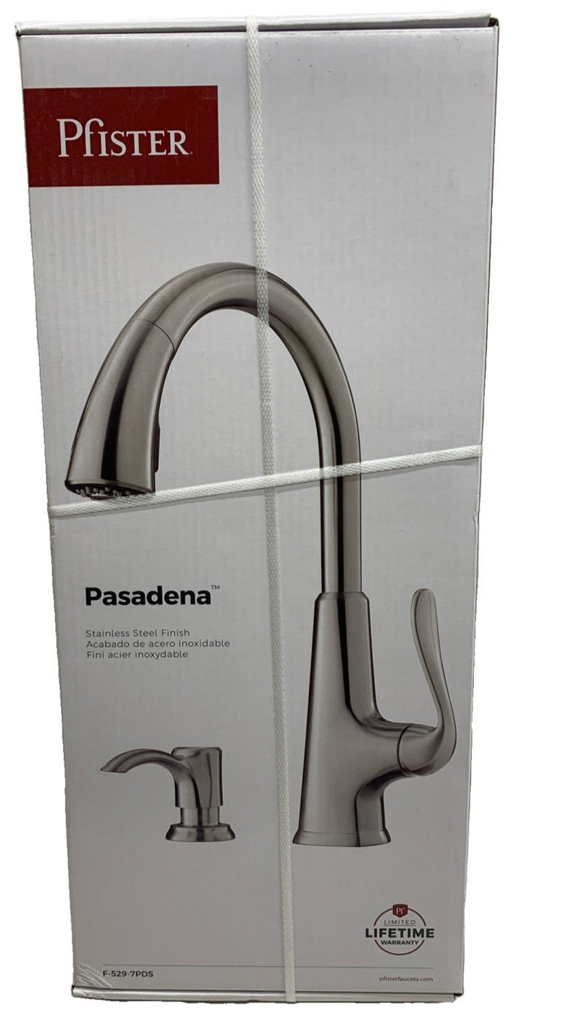 Pfister Pasadena Kitchen Faucet with Pull Down Sprayer & Soap Dispenser F5297PDS