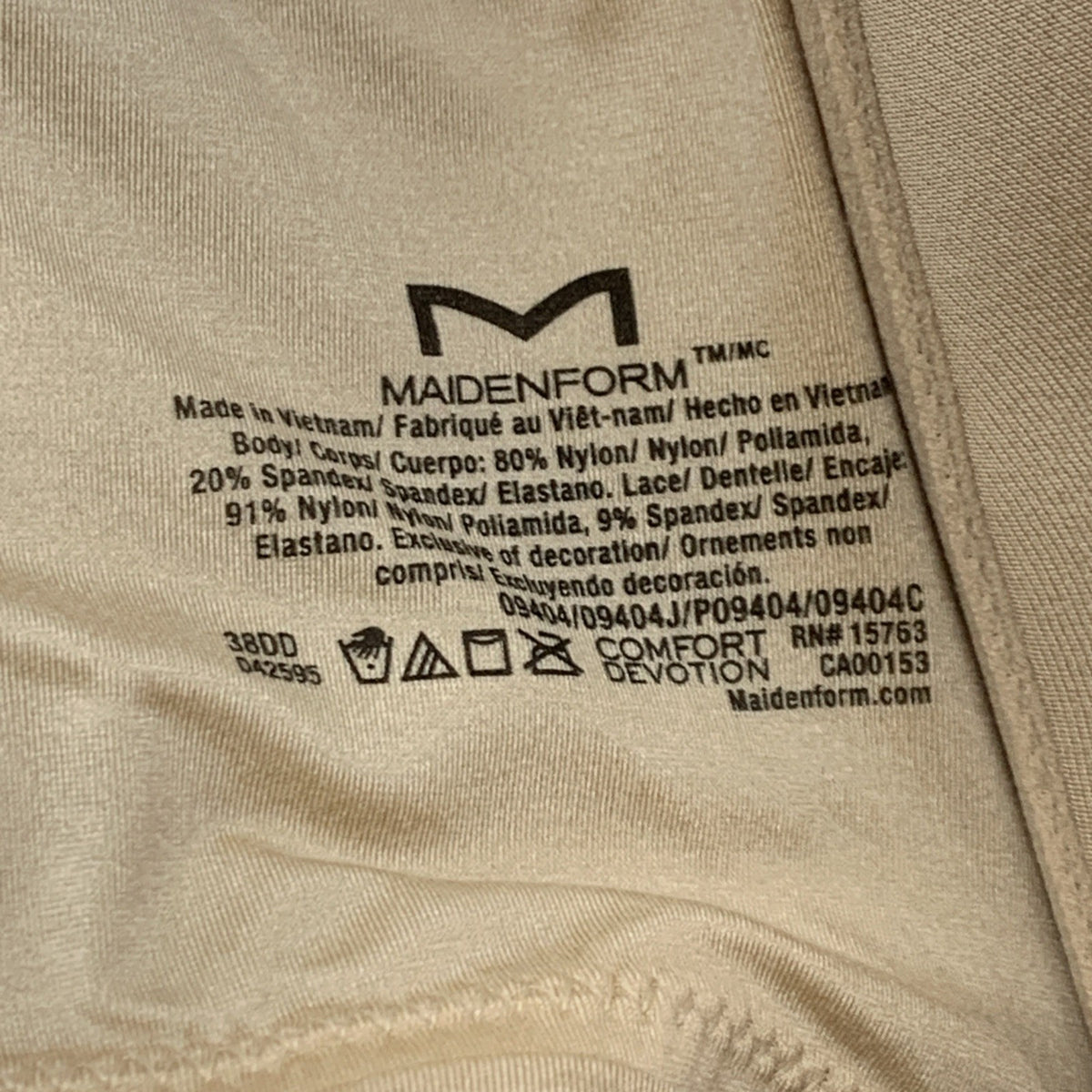 Maidenform 09404 Padded Underwire Bra, Full Coverage T-Shirt Bras Size 38DD
