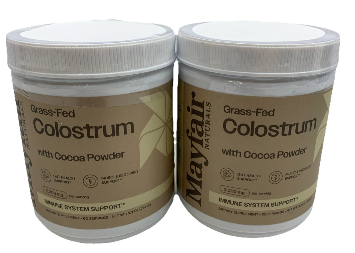 (2) Grass-Fed Bovine Colostrum Supplement w/ Cocoa Powder 60 Servings Chocolate