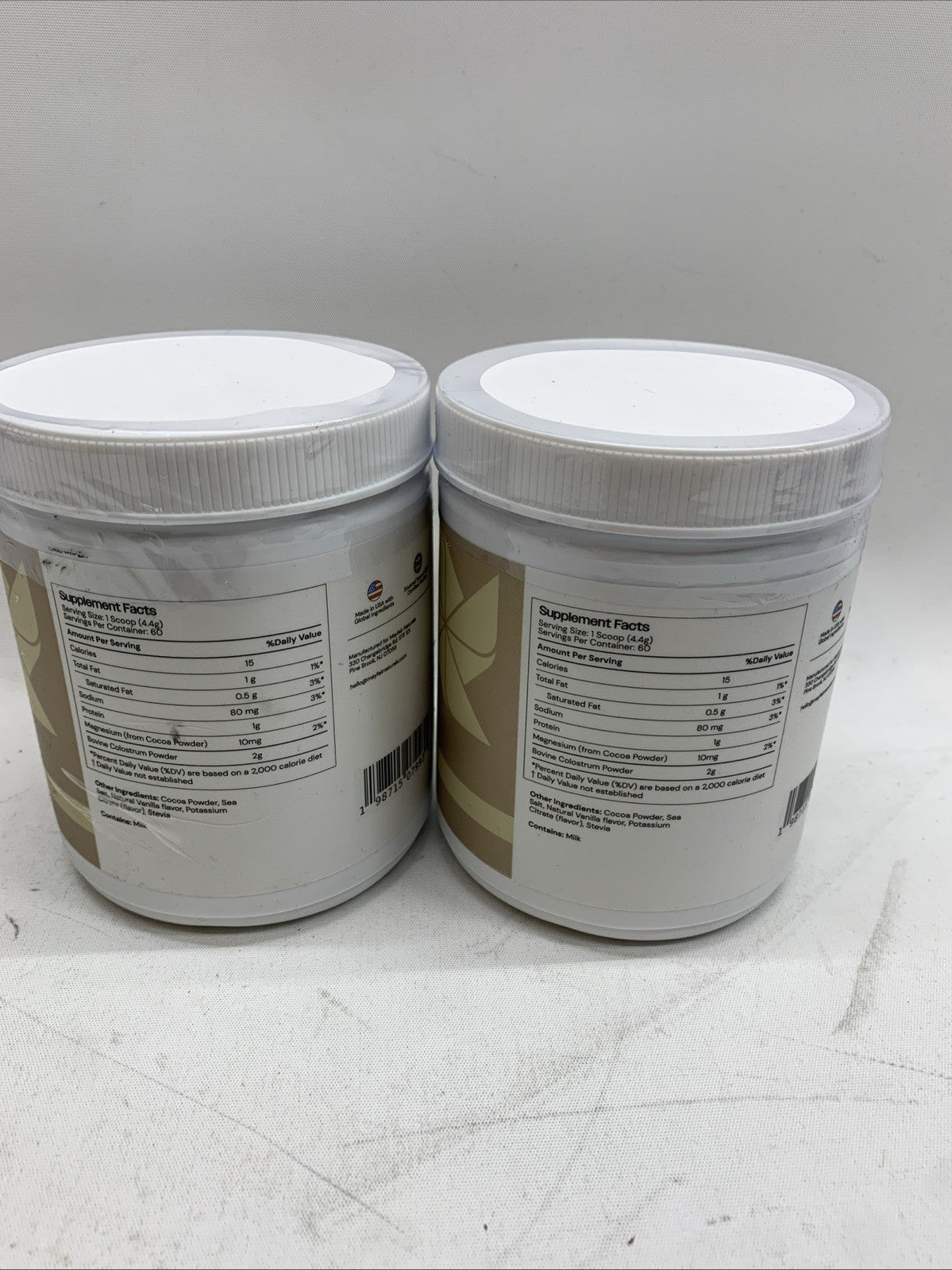 (2) Grass-Fed Bovine Colostrum Supplement w/ Cocoa Powder 60 Servings Chocolate