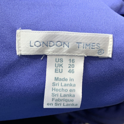 London Times Dress Feminine Ageless Surplice V Neck Wrap Ruffle Cap Sleeve 16
