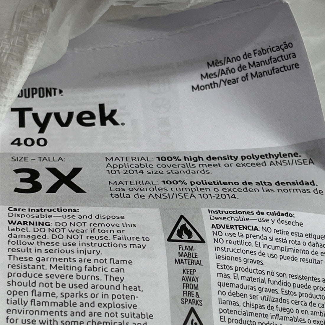 Dupont Tyvek TY127S Chemical Painting Safety Suits Disposable Coveralls 3X 25pk