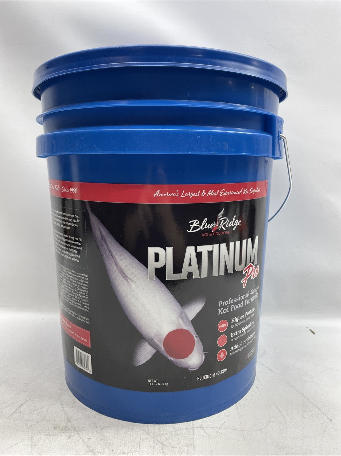 Blue Ridge Koi Platinum Pro 41% Protein Fish Food Formula 3/16" Pellets 14lbs