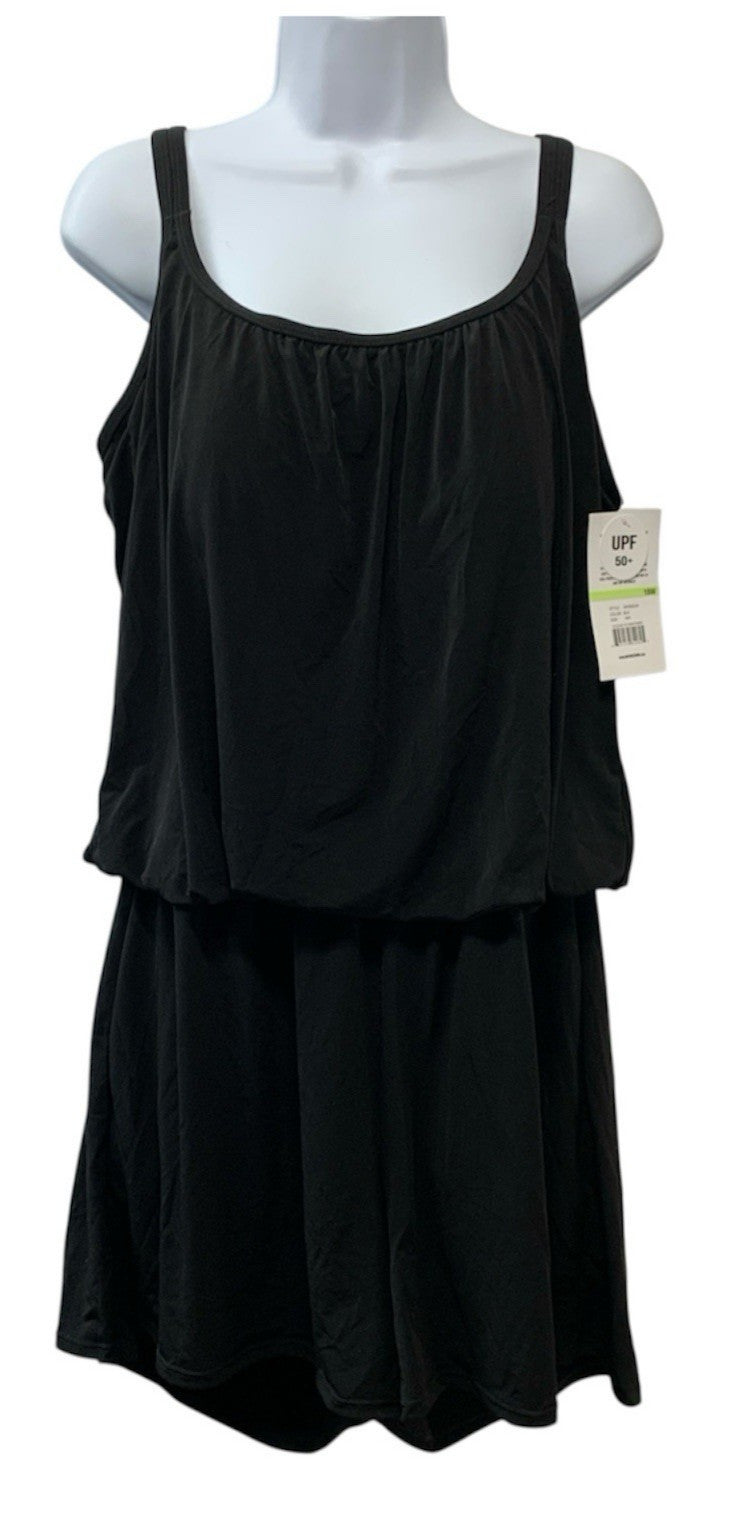 Maxine of Hollywood Women's Plus-Size Romper Swimsuit Black Sleeveless 18W