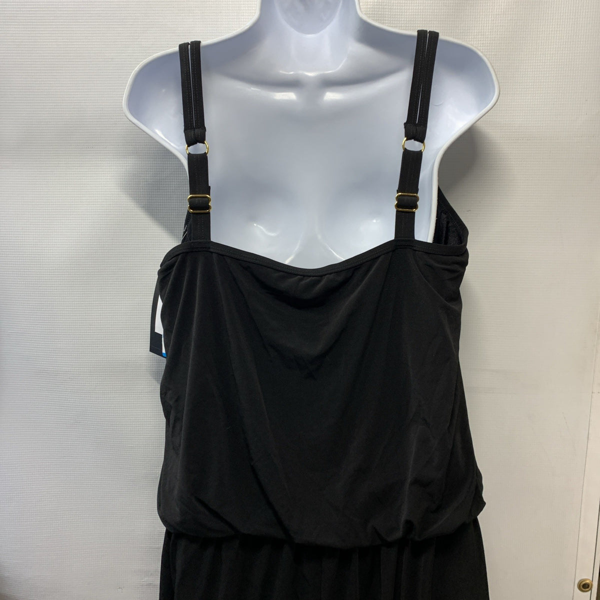 Maxine of Hollywood Women's Plus-Size Romper Swimsuit Black Sleeveless 18W