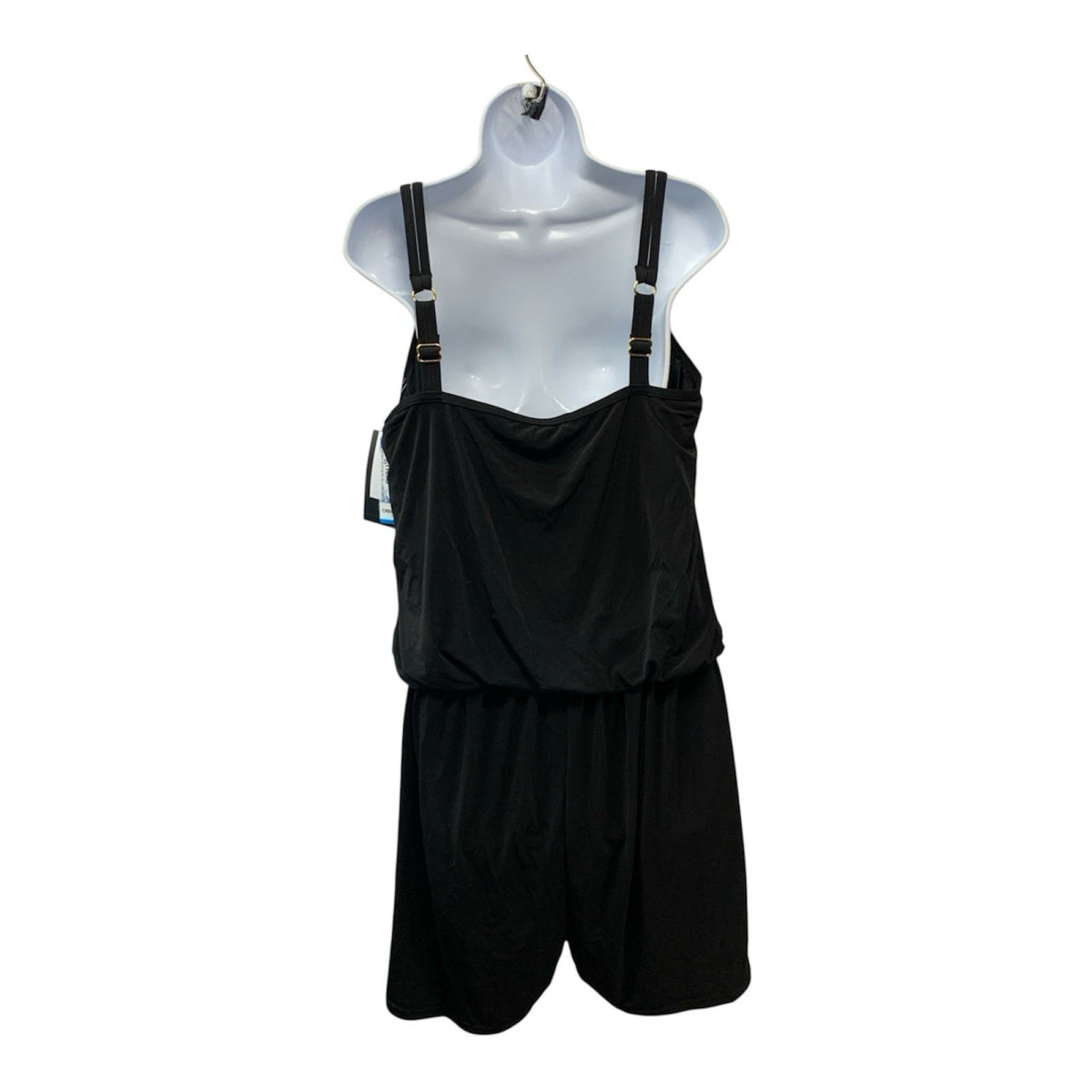 Maxine of Hollywood Women's Plus-Size Romper Swimsuit Black Sleeveless 18W