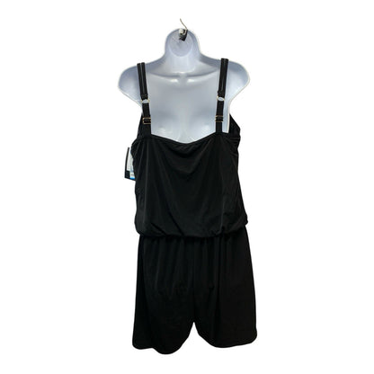 Maxine of Hollywood Women's Plus-Size Romper Swimsuit Black Sleeveless 18W