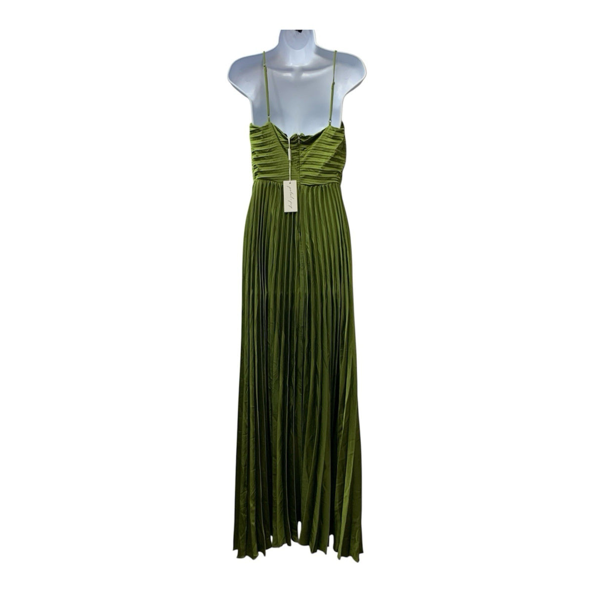 Petal & Pup Naira Pleated Satin Maxi Dress Palm Green Formal Wedding Size 8