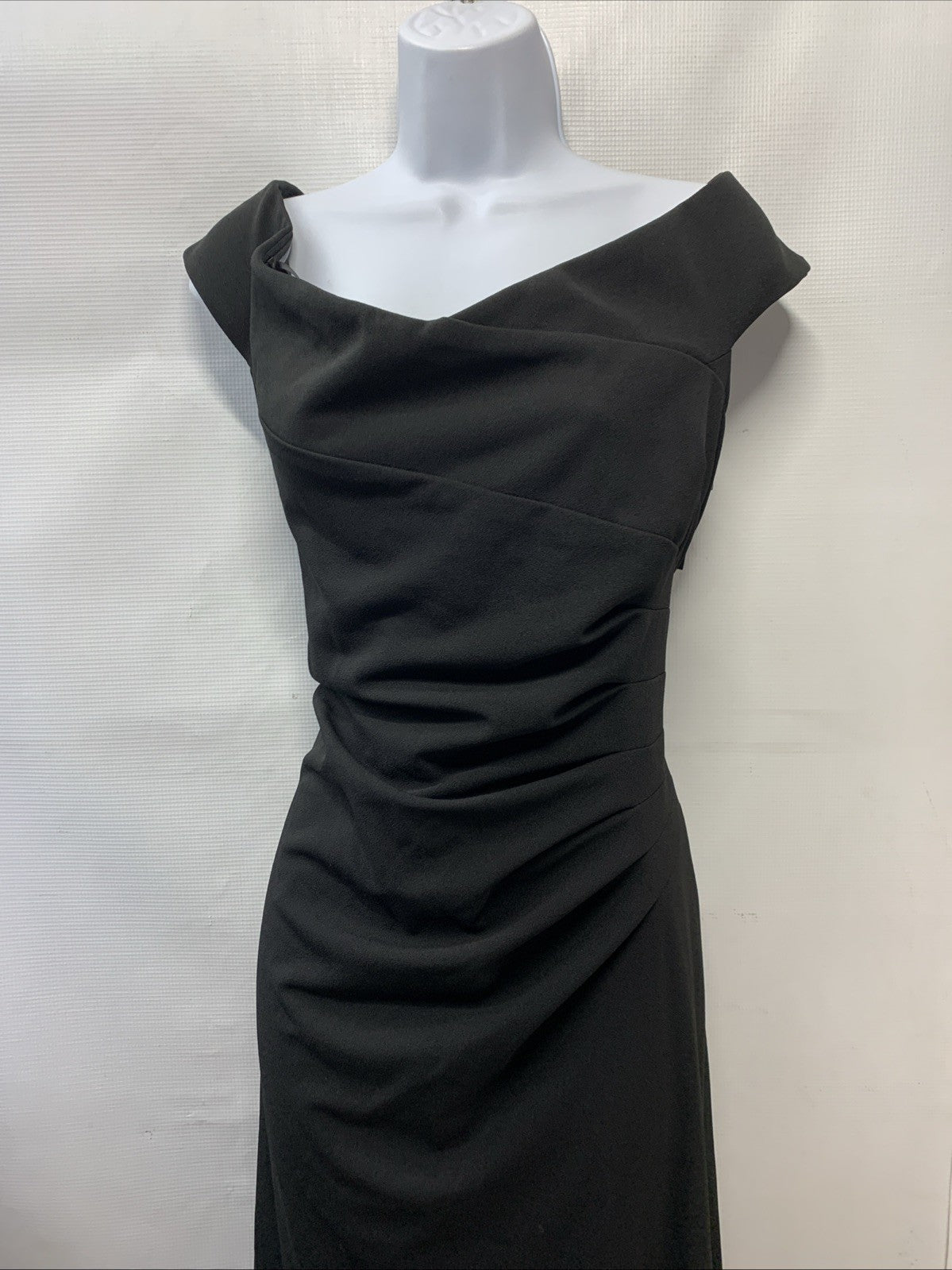 XSCAPE Women's Sweetheart Neck Side Ruffle Off-The-Shoulder Long Dress Black 16