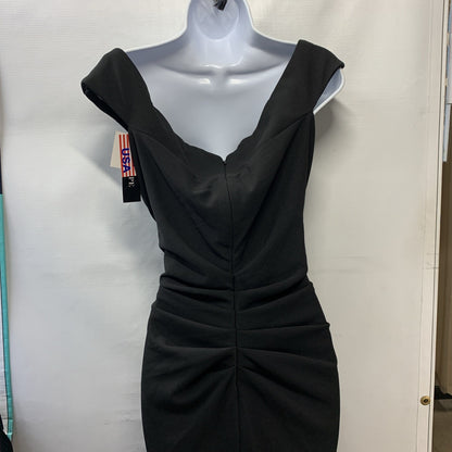 XSCAPE Women's Sweetheart Neck Side Ruffle Off-The-Shoulder Long Dress Black 16