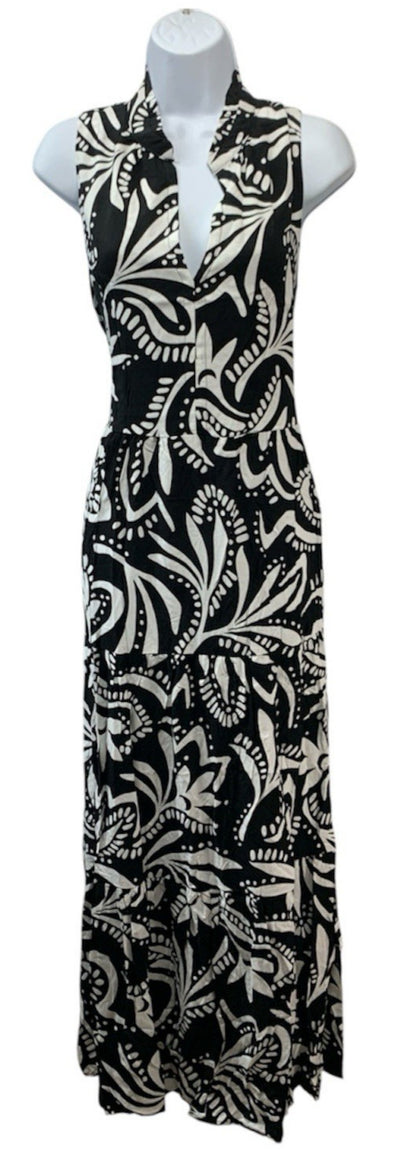 Vince Camuto Women's Sleeveless V-Neck Tiered Maxi Dress Rich Black Casual Large