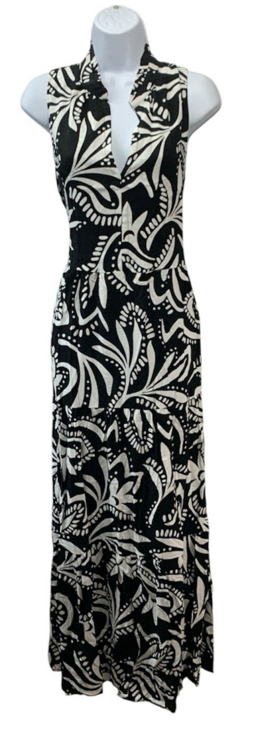 Vince Camuto Women's Sleeveless V-Neck Tiered Maxi Dress Rich Black Casual Large