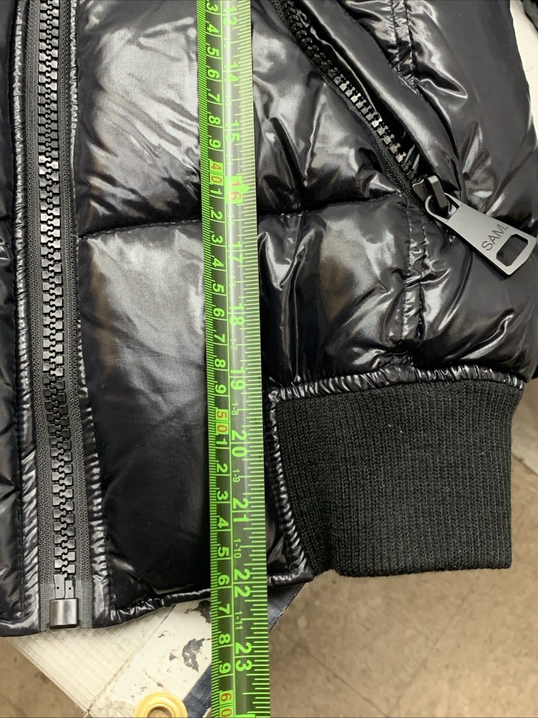 SAM. New York Freestyle Down Puffer Jacket Womens Black Zipped Pocket Full Zip M