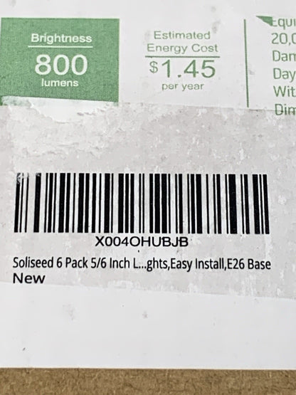 Soliseed 5/6 Inch LED Can Lights Length Adjustable Downlight 800LM 12W - 6 Pack